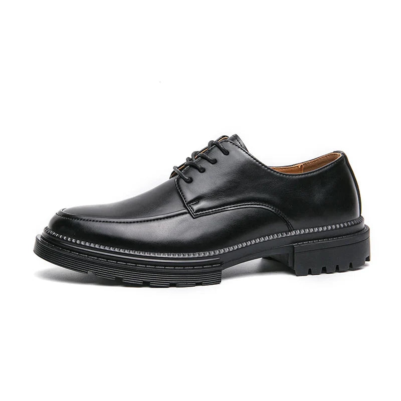 Læder Oxford Dress Sko med Platform Sål | Klassisk Snørebånd Formelt Sko