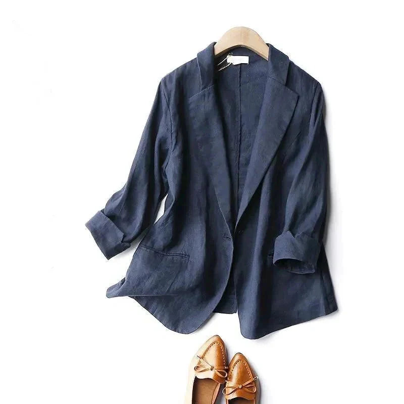 Linned Blazer Blød Let Sommerjakke