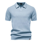 Kortærmet Strik Polo T-shirt til Herrer | Tekstureret Ensfarvet Design