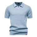 Kortærmet Strik Polo T-shirt til Herrer | Tekstureret Ensfarvet Design