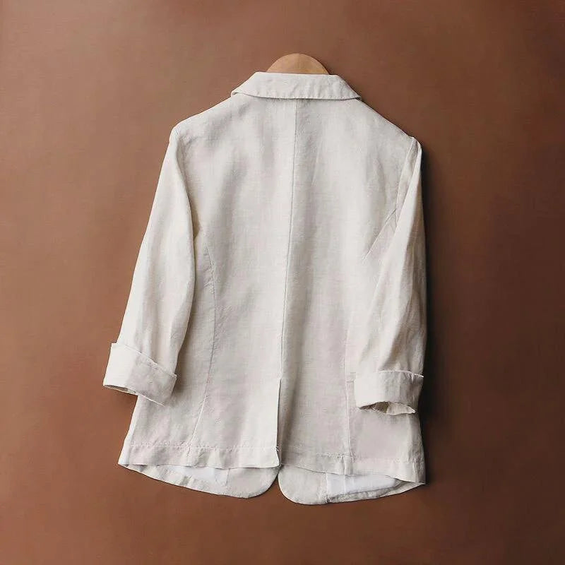 Linned Blazer Blød Let Sommerjakke