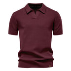 Kortærmet Strik Polo T-shirt til Herrer | Tekstureret Ensfarvet Design