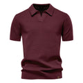Kortærmet Strik Polo T-shirt til Herrer | Tekstureret Ensfarvet Design