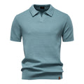 Kortærmet Strik Polo T-shirt til Herrer | Tekstureret Ensfarvet Design