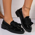 Loafers Dame med Sløjfe – Feminine Slip-On Sko i Lak & Mat