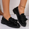 Loafers Dame med Sløjfe – Feminine Slip-On Sko i Lak & Mat