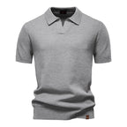 Kortærmet Strik Polo T-shirt til Herrer | Tekstureret Ensfarvet Design