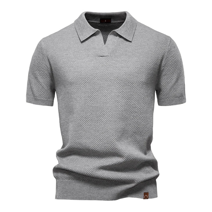 Kortærmet Strik Polo T-shirt til Herrer | Tekstureret Ensfarvet Design