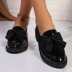 Loafers Dame med Sløjfe – Feminine Slip-On Sko i Lak & Mat