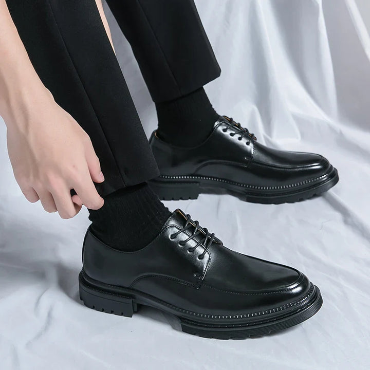 Læder Oxford Dress Sko med Platform Sål | Klassisk Snørebånd Formelt Sko