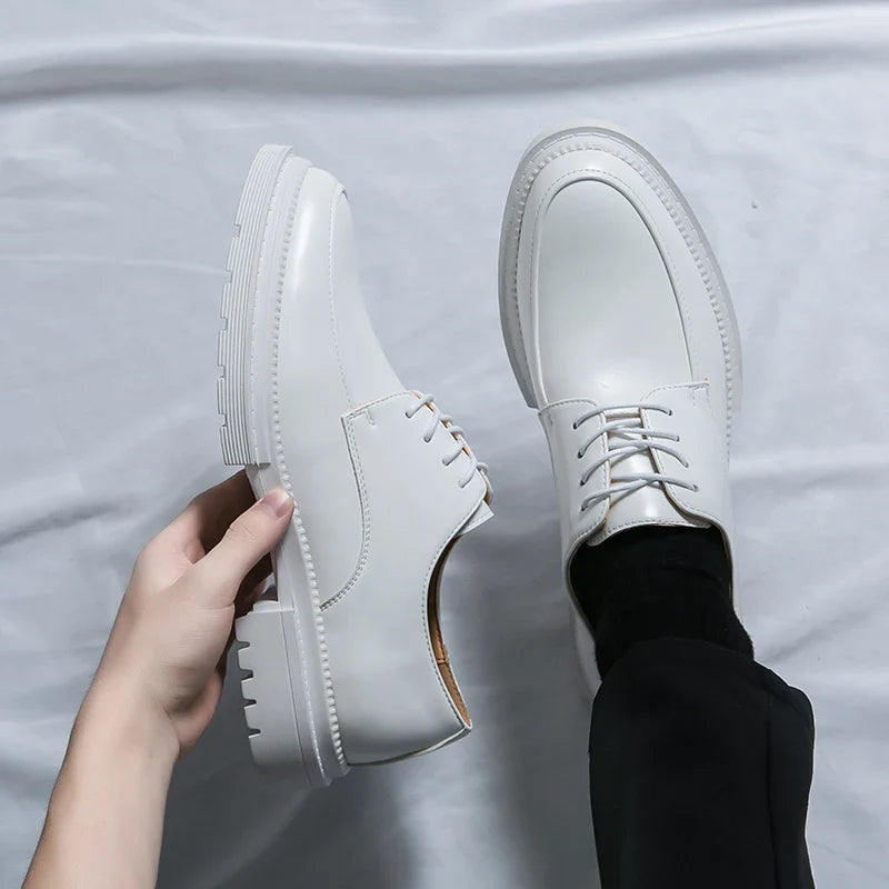 Læder Oxford Dress Sko med Platform Sål | Klassisk Snørebånd Formelt Sko