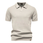 Kortærmet Strik Polo T-shirt til Herrer | Tekstureret Ensfarvet Design