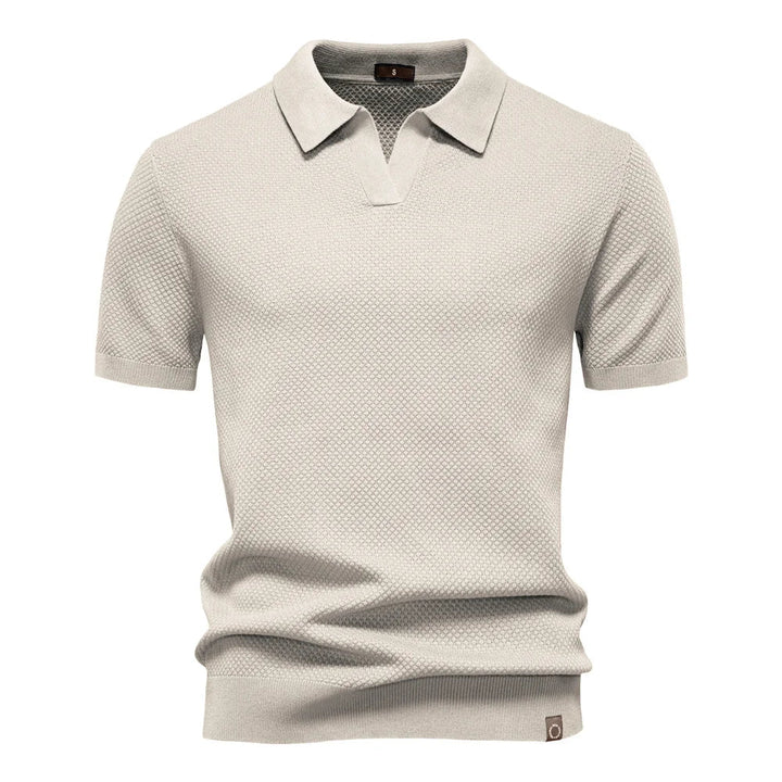 Kortærmet Strik Polo T-shirt til Herrer | Tekstureret Ensfarvet Design