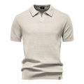Kortærmet Strik Polo T-shirt til Herrer | Tekstureret Ensfarvet Design