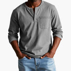 Herre Langærmet T-shirt med Rund Hals og Brystlomme