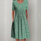 Blomstret Midi Kjole med Lommer | Casual Sommer-, Dimissions- & Strandkjole