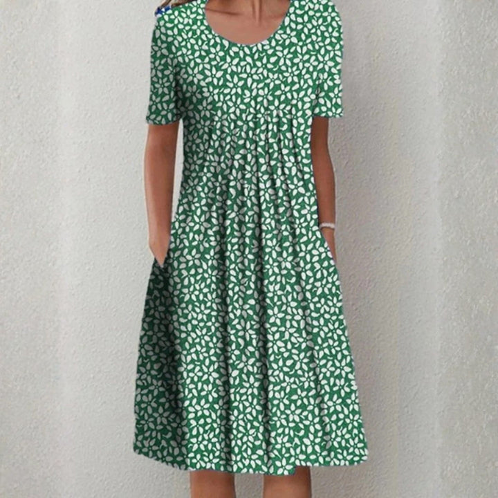 Blomstret Midi Kjole med Lommer | Casual Sommer-, Dimissions- & Strandkjole