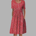 Blomstret Midi Kjole med Lommer | Casual Sommer-, Dimissions- & Strandkjole