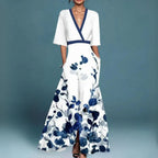 Jill | Elegant Maxi Kjole med Blomster Mønster