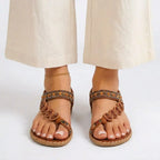 Sahara Bloom | Flad sandal med perler og tribalhjerte