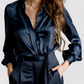 Kvinders Elegante Satin Langærmet Bluse