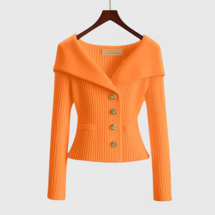 Kvinders Off-Shoulder Sweater – Elegant Knappet Strik til Smart & Aftenbrug