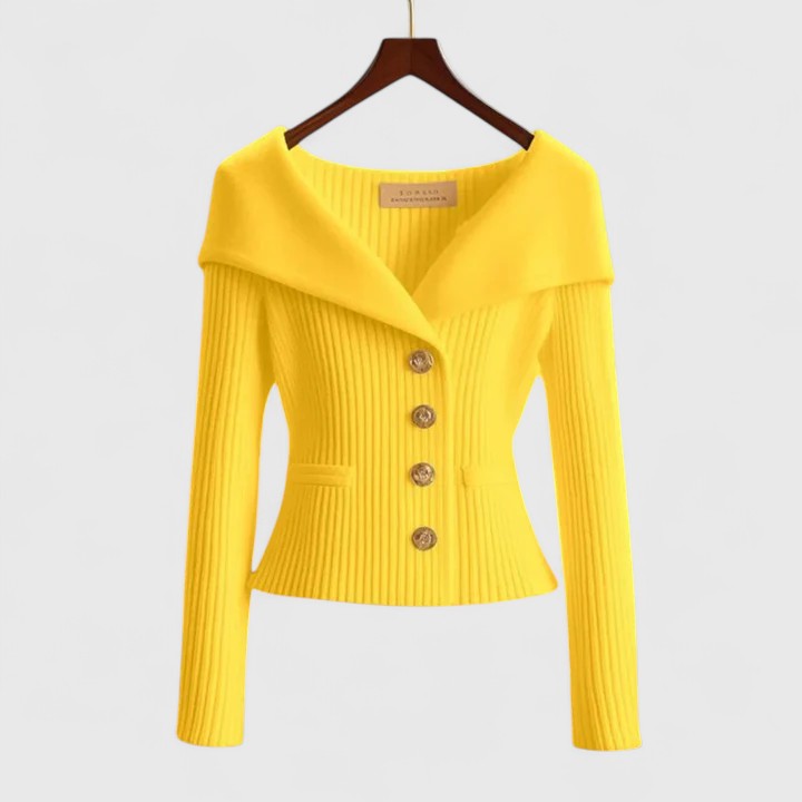 Kvinders Off-Shoulder Sweater – Elegant Knappet Strik til Smart & Aftenbrug