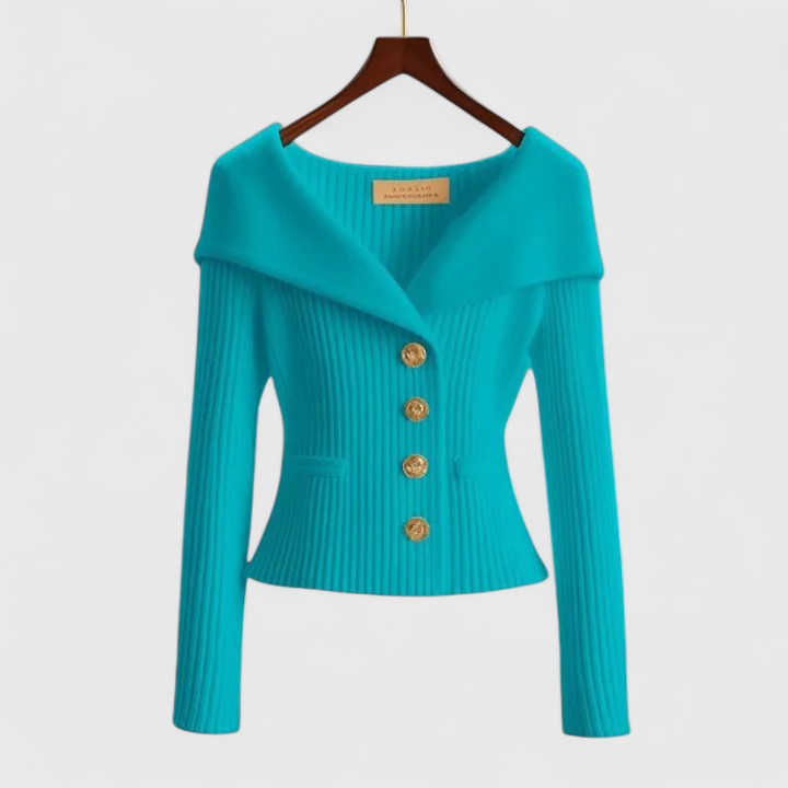 Kvinders Off-Shoulder Sweater – Elegant Knappet Strik til Smart & Aftenbrug