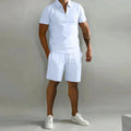 Herre Sommer To-delt Sæt med Lynlås Polo T-shirt og Shorts