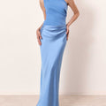 Anita | Elegant One Shoulder Neck Pleated Party Maxi Kjole