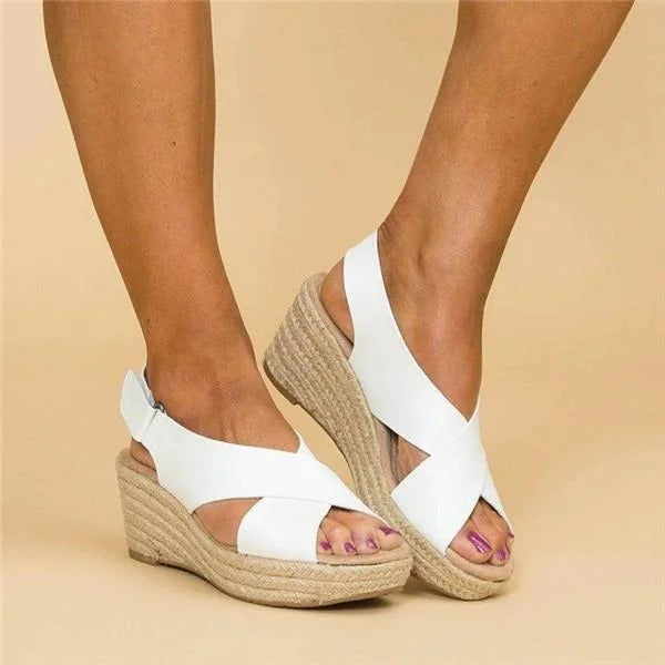 Ortopædiske Espadrille Wedge Sandaler Kvinders Krydsrem Platform Sko