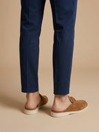 Herre Suede Mule Loafers - Åben Bag - Metal Bar Detalje - Flad Gummisål