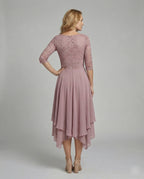 Midi Kjole med Blonde & Chiffon Slæbeskørt | Dimissions- & Bryllupsgæstkjole