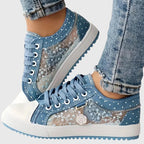Ortopædiske Sneakers med Blonde Mesh Overlay | Lavskåret Platform Komfortsko