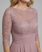 Midi Kjole med Blonde & Chiffon Slæbeskørt | Dimissions- & Bryllupsgæstkjole