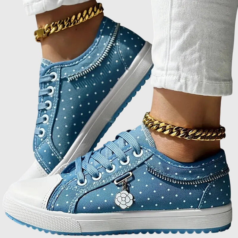 Ortopædiske Sneakers med Blonde Mesh Overlay | Lavskåret Platform Komfortsko