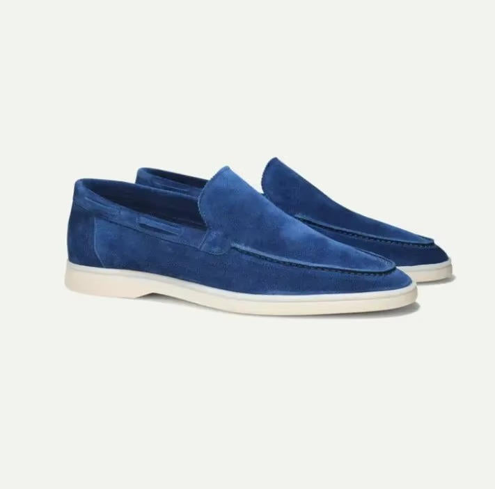 Ruskind Loafer Slip-On Lav Profil med Mokassin Syning og Fleksibel Gummisål