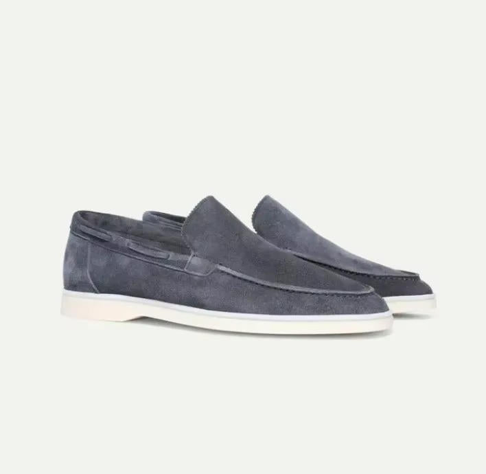 Ruskind Loafer Slip-On Lav Profil med Mokassin Syning og Fleksibel Gummisål