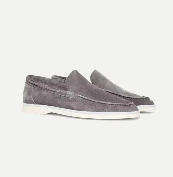Ruskind Loafer Slip-On Lav Profil med Mokassin Syning og Fleksibel Gummisål