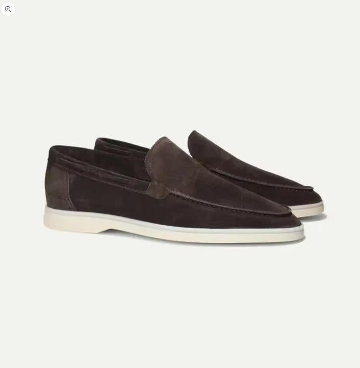 Ruskind Loafer Slip-On Lav Profil med Mokassin Syning og Fleksibel Gummisål