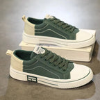 Lavskåret Canvas Gade Sneakers med To-Farvet Panel | Snørebånd Sommer & Hverdagssko
