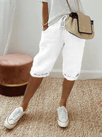 Casual Capri-bukser til Damer med Oprullede Ben | Badeshorts & Strandbukser i Let Stof