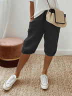 Casual Capri-bukser til Damer med Oprullede Ben | Badeshorts & Strandbukser i Let Stof