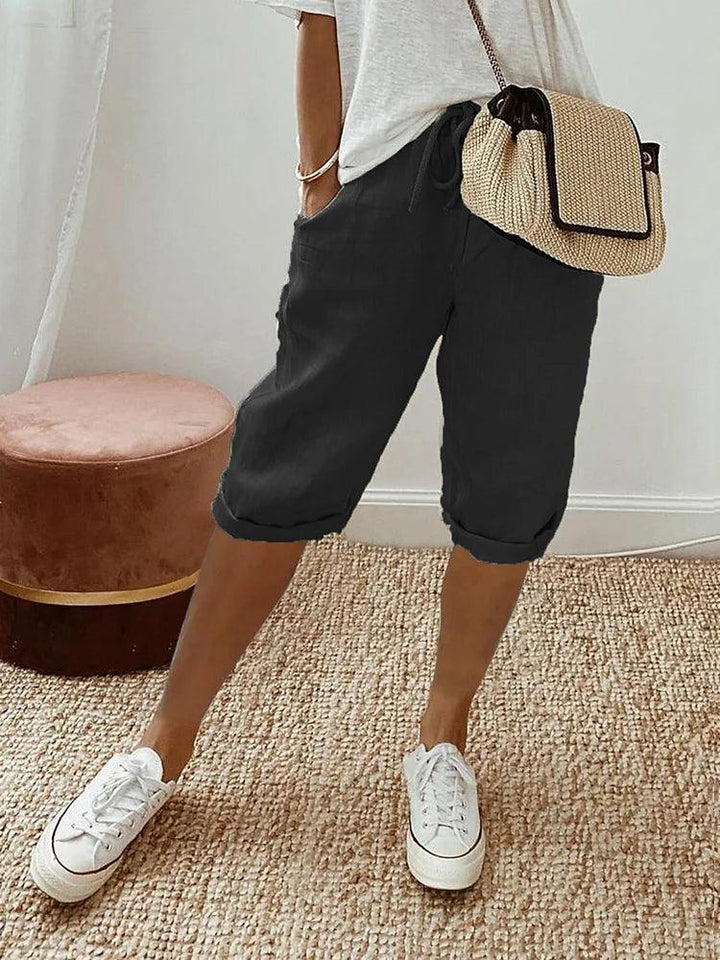 Casual Capri-bukser til Damer med Oprullede Ben | Badeshorts & Strandbukser i Let Stof