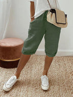 Casual Capri-bukser til Damer med Oprullede Ben | Badeshorts & Strandbukser i Let Stof