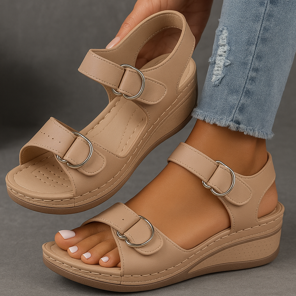 Badesko med Kilehæl | Ortopædiske Sandaler med Velcro & Åben Tå