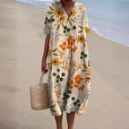 Farverig Strand-Sommerkjole til Kvinder | Blomsterprint & Komfort