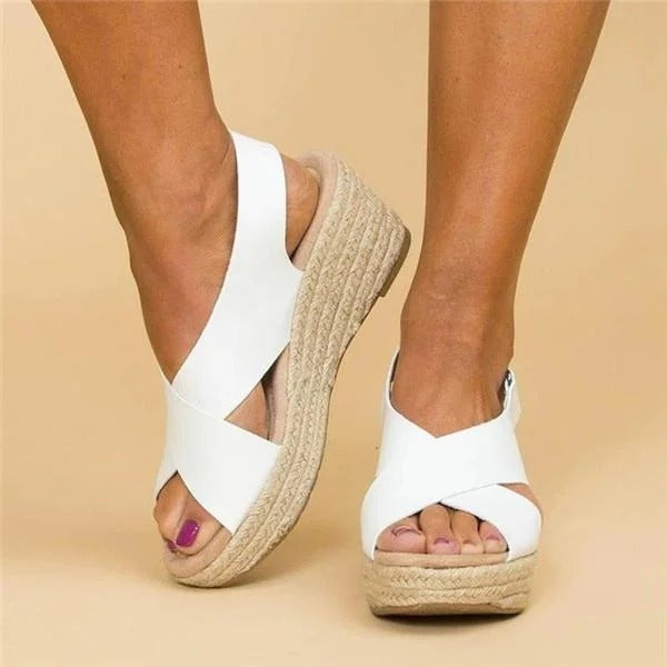 Ortopædiske Espadrille Wedge Sandaler Kvinders Krydsrem Platform Sko