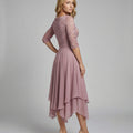 Midi Kjole med Blonde & Chiffon Slæbeskørt | Dimissions- & Bryllupsgæstkjole