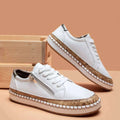 Dame Sneakers med Broderi | Afslappet Sommertøj — Platform Lynlås Slip-On